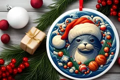 Round Christmas Ornament Sublimation|Clipart Product Image 2