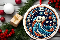 Round Christmas Ornament Sublimation|Clipart Product Image 2