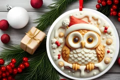 Pastel Christmas Winter 3D Owl Sublimation PNG Product Image 2