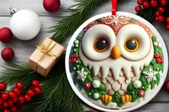 Pastel Christmas Winter 3D Owl Sublimation PNG Product Image 2