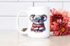 Cute Funny Koala Scarf Watercolor Clipart Product Image 2