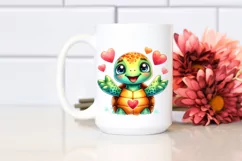 Cute Funny Turtle Love Sign Watercolor Clipart Product Image 2