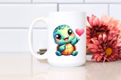 Vibrant Watercolor Cute Turtle Smiling Love Sign Product Image 2