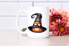 Funny Haloween Hat Goofy Smile Watercolor Clipart Product Image 2