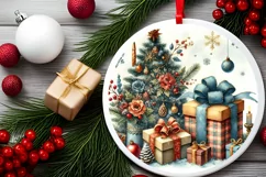 Round Christmas Ornament Sublimation|Clipart Product Image 1
