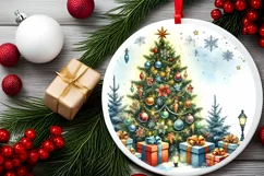 Round Christmas Ornament Sublimation|Clipart Product Image 1