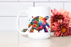 Retro Watercolor Turtle with Flower | Colorful Design Product Image 2