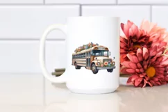 Floral Bus with USA Flag | Sublimation Clipart Product Image 2