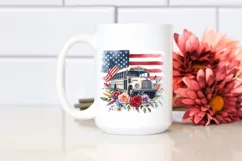 Floral Bus with USA Flag | Sublimation Clipart Product Image 2