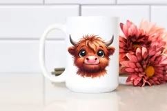Simple Funny Highland Cow with Big Eyes PNG Product Image 2