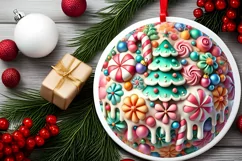 Round Christmas Ornament Sublimation|Clipart Product Image 1