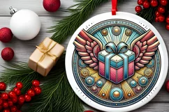 Round Christmas Ornament Sublimation|Clipart Product Image 1