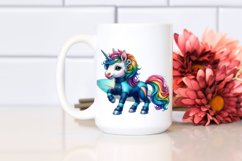 Colorful Baby Unicorn in Surfer Wetsuit PNG Product Image 2