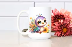 Colorful Baby Peacock | Watercolor Clipart Product Image 2