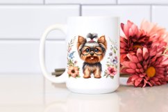 Watercolor Yorkshire Terrier Floral Frame Clipart Product Image 2
