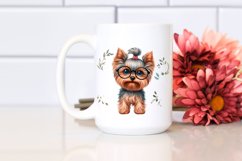Watercolor Yorkshire Terrier Floral Frame Clipart Product Image 2