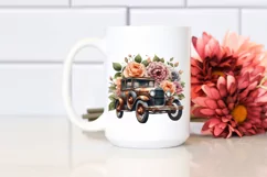 Vintage Rusty Car with Huge Flowers PNG Product Image 2