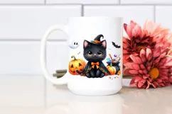 Cute Halloween Cat | Watercolor Clipart Product Image 2
