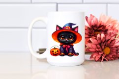 Cute Halloween Cat | Watercolor Clipart Product Image 2