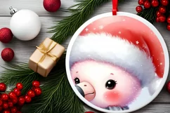 Cute Pastel Christmas Flamingo PNG Product Image 2