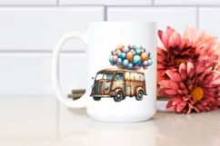 Vintage Rusted Van with Huge Balloons, PNG Product Image 2
