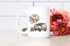 Vintage Rusted Van with Huge Balloons PNG Product Image 2