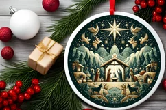 Round Christmas Ornament Sublimation|Clipart Product Image 2