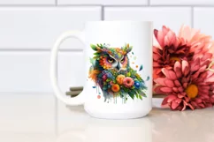 Vibrant Owl with 3D Flowers PNG Product Image 2