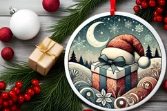 Round Christmas Ornament Sublimation|Clipart Product Image 1