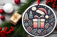 Round Christmas Ornament Sublimation|Clipart Product Image 1