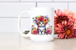 Cartoon-style Kitten with Flower Crown PNG Product Image 2