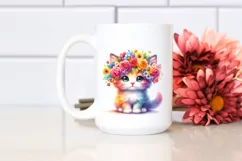 Cartoon-style Kitten with Flower Crown PNG Product Image 2