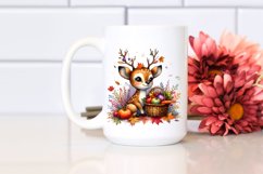 Quirky Baby Deer Holding Basket | Watercolor Clipart Product Image 2