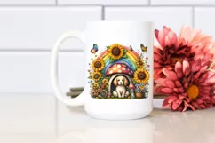 Dog House Mushroom Sunflower Rainbow | Watercolor Clipart Product Image 2