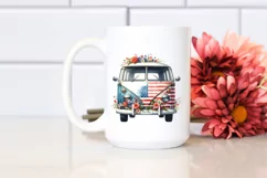 Floral Van with USA Flag | Sublimation Clipart Product Image 2