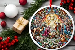 Round Christmas Ornament Sublimation|Clipart Product Image 1