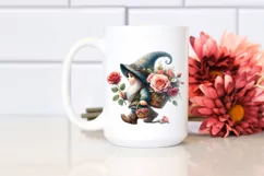 Detailed Watercolor Gnome with Rose Bouquet | Sublimation Product Image 2