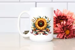 Vibrant Sunflower with Ribbons | Clipart Product Image 2