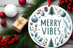 Christmas Scene Round Ornament Sublimation PNG Product Image 2
