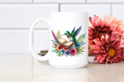 Watercolor Vibrant Hummingbird Reading Book | Sublimation Product Image 2