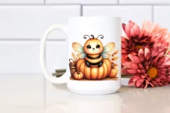 Funny Cute Baby Bee Sitting | Watercolor Clipart Product Image 2