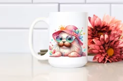 Colorful Baby Walrus with Sunglasses and Sun Hat PNG Product Image 2