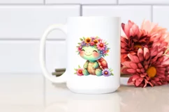 Smiling Baby Turtle with Whimsical Flowers | Sublimation | Product Image 2