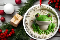 Pastel Christmas Winter 3D Frog Sublimation PNG Product Image 2