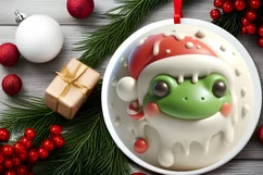 Pastel Christmas Winter 3D Frog Sublimation PNG Product Image 2