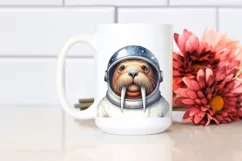 Funny Walrus with Astronaut Helmet PNG Product Image 2