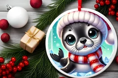 Round Christmas Ornament Sublimation|Clipart Product Image 1