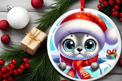 Round Christmas Ornament Sublimation|Clipart Product Image 1