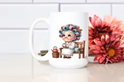 Old Lady Character on Bench with Hair Curlers | Sublimation Product Image 2