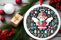 Round Christmas Ornament Sublimation|Clipart Product Image 1